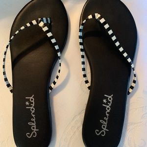 Splendid Black & White Patent Flip-Flops